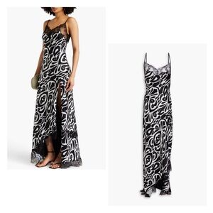 NICHOLAS Sage lace-trimmed printed satin maxi dress